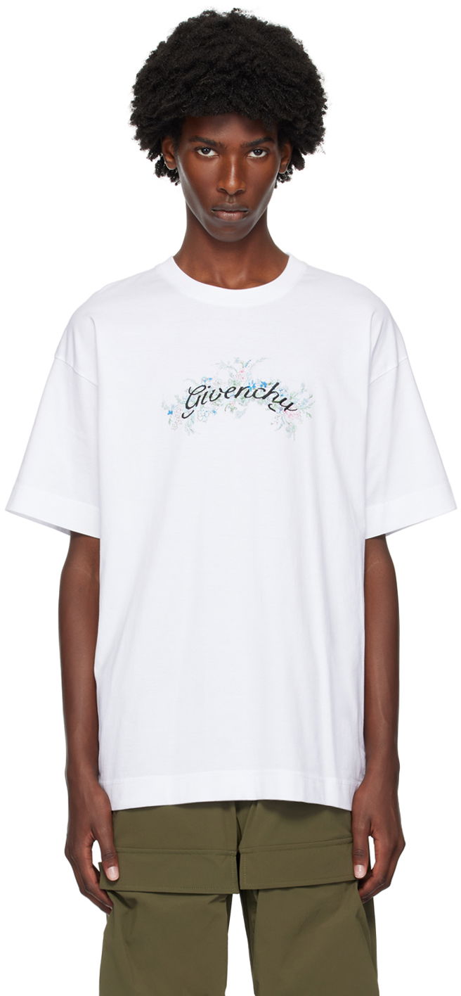Tričko Givenchy Flowers T-Shirt Biela | BM71JA3YMU100, 0