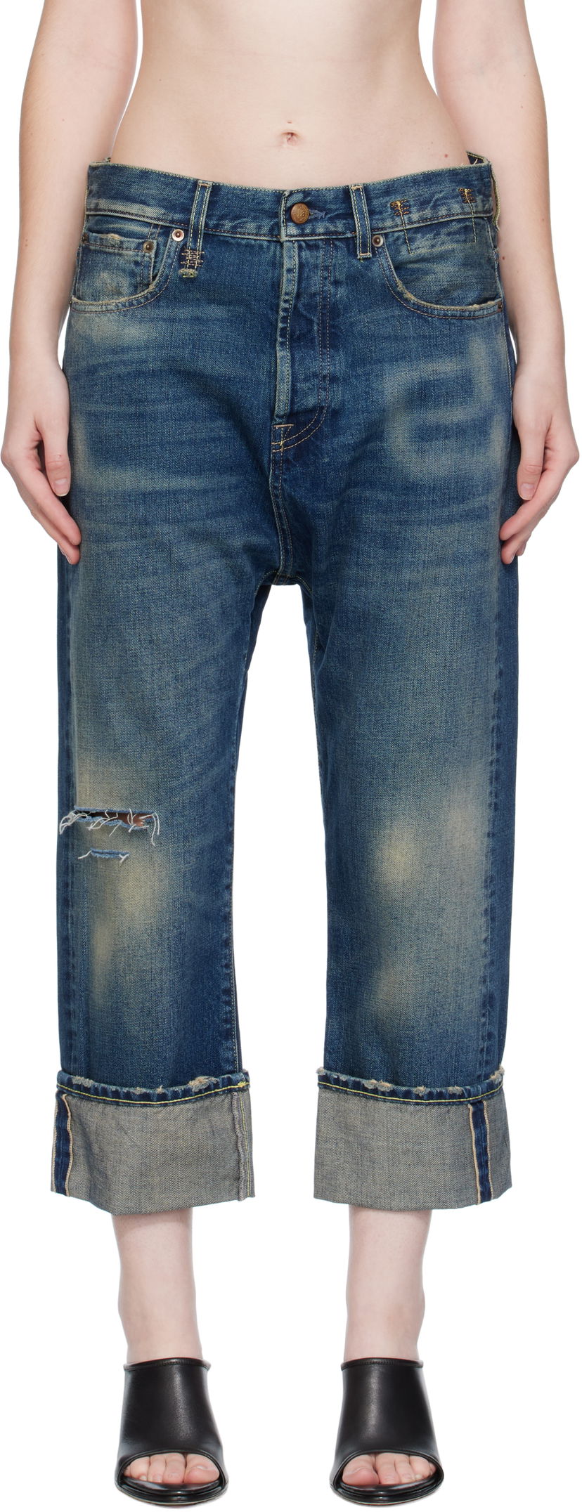 Džínsy R13 R13 Cuffed Tailored Drop Cropped Jeans Modrá | R13WD194-D341C