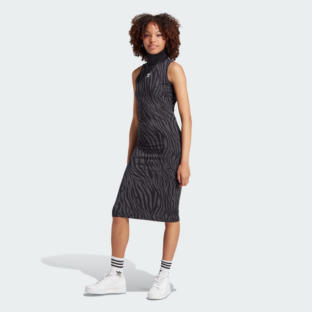 Šaty adidas Originals Allover Zebra Animal Print Čierna | IJ7088, 0