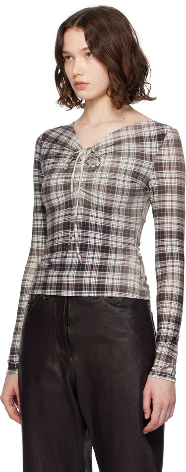 Tričko Acne Studios Acne Studios Faded Check Long Sleeve Top Rôznofarebný | AC0729-, 3