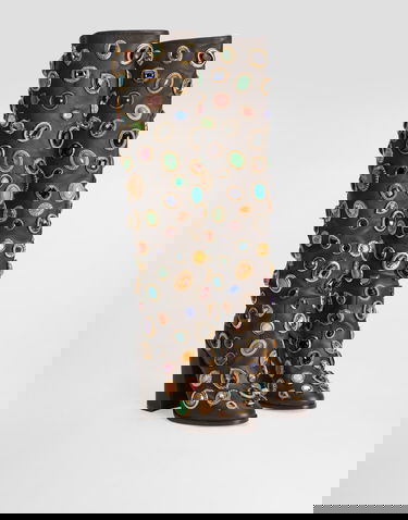 Doplnky Dolce & Gabbana Dolce & Gabbana Calfskin Knee-High Boots with Jewels Hnedá | CU1225AP4558R205, 1