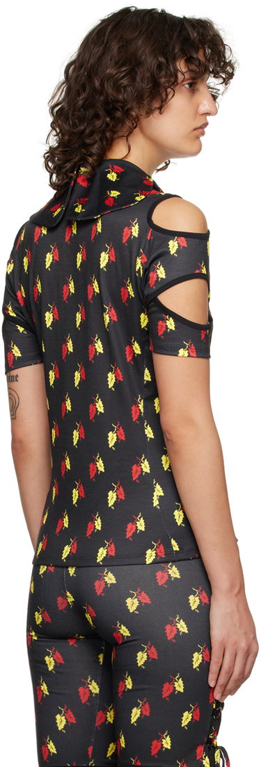Polo tričko Chopova Lowena Leaf Print Cut-Out Polo Čierna | 2162, 2