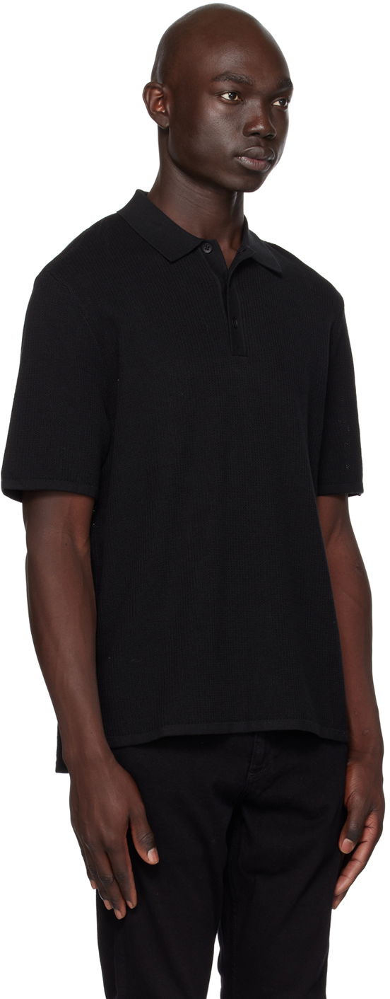 Polo tričko rag & bone Harvey Knit Polo Shirt Čierna | MBS22S018KI18, 1
