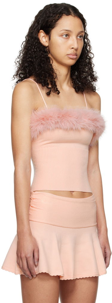 Tielko GUIZIO Guizio Feather Trim Knit Camisole Ružová | R24602S011, 1