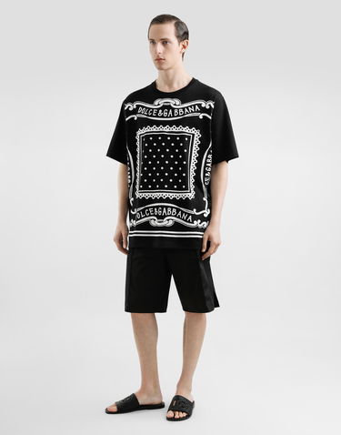 Tričko Dolce & Gabbana Cotton T-Shirt With Bandana Print Čierna | G8PN9TG7N8ON0000, 1