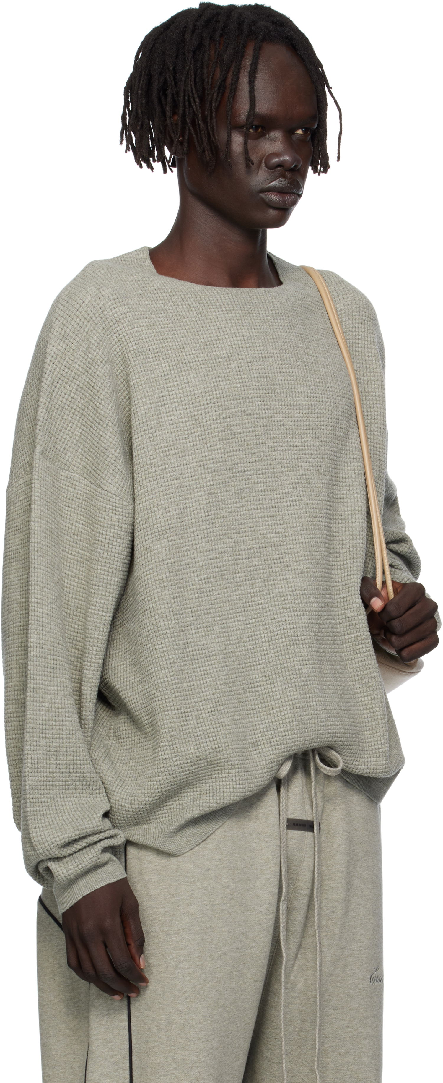 Mikina Fear of God Fear of God ESSENTIALS Waffle Long Sleeve Crewneck Sweatshirt Šedá | 192SP256165F, 1