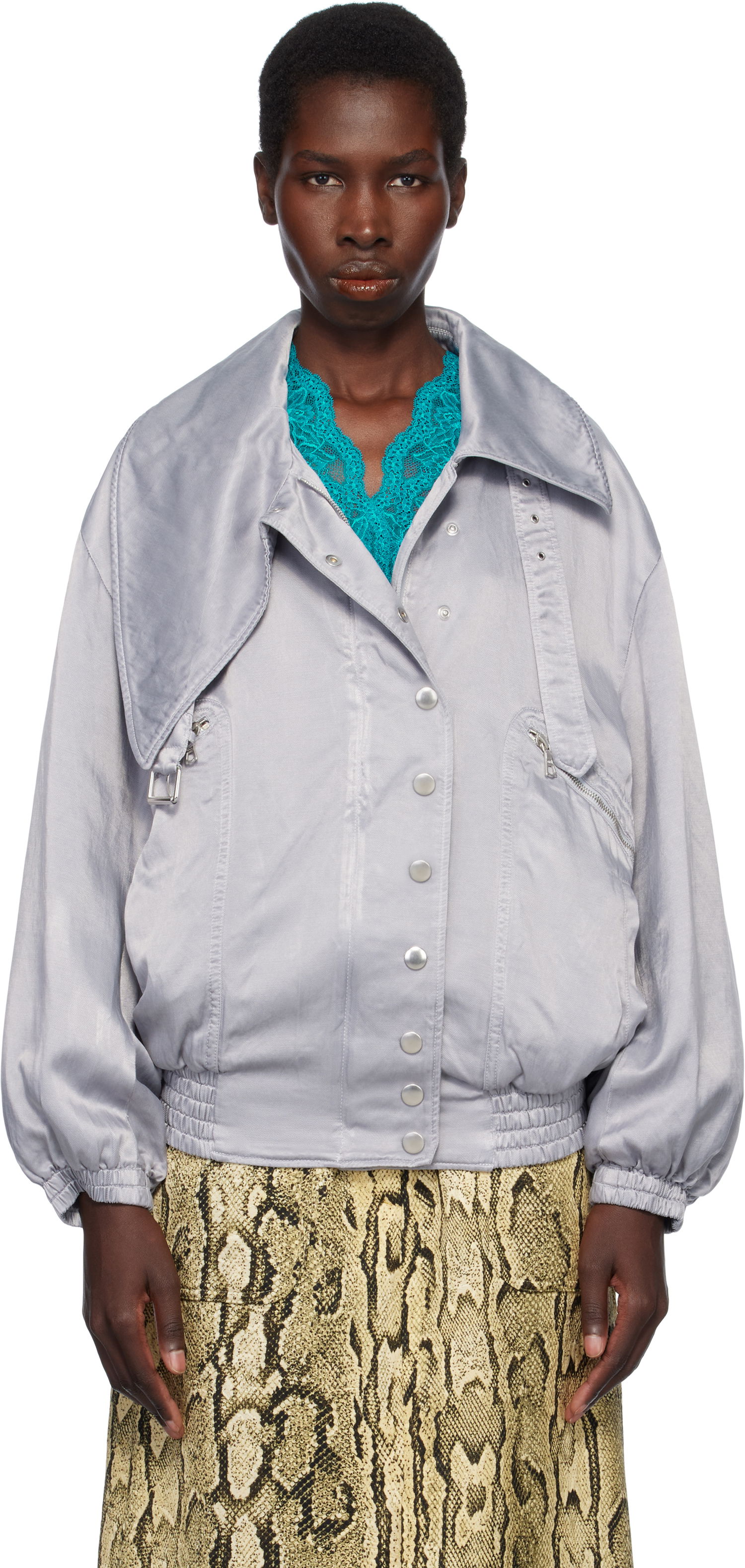 Bomber bunda Dries Van Noten Dries Van Noten Twill Bomber Jacket Šedá | 251-010505-1426, 0