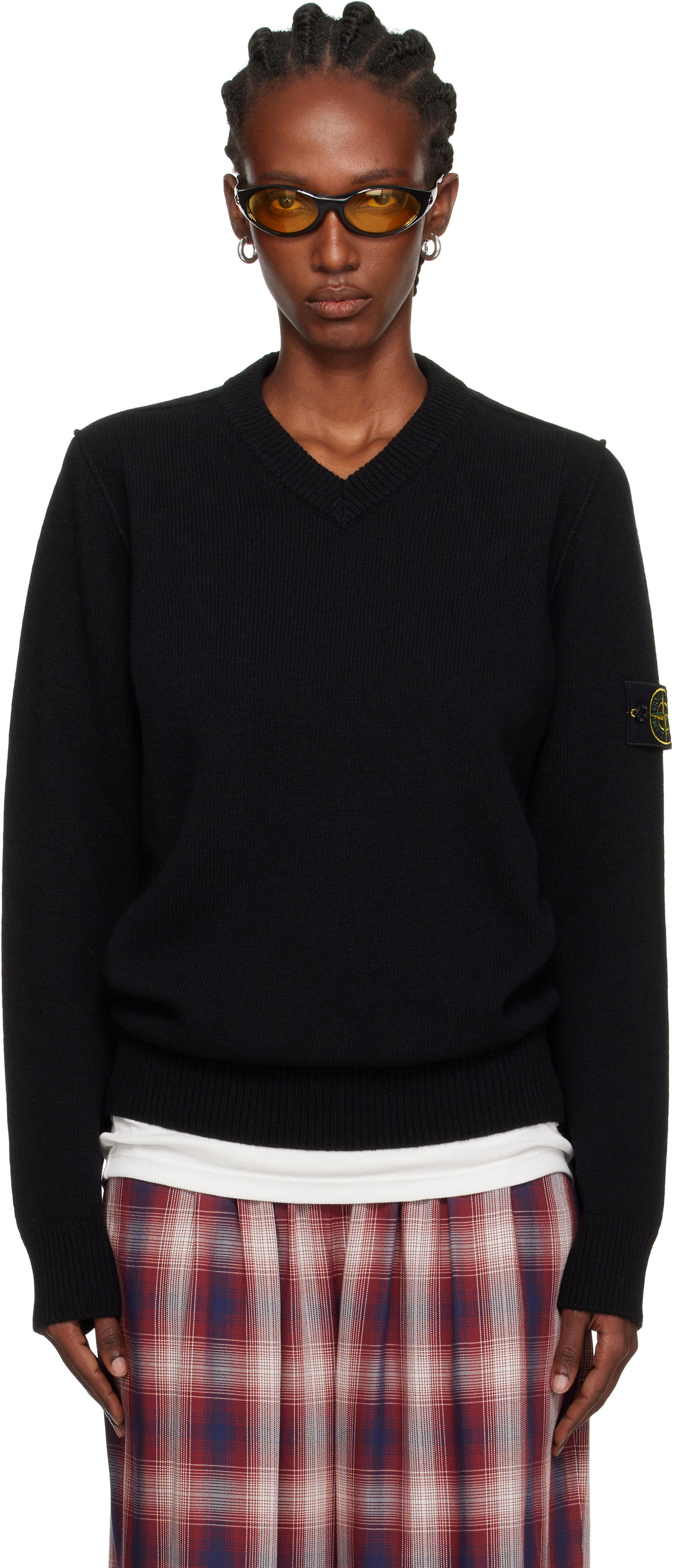 Sveter Stone Island Stone Island Lambswool V-Neck Sweater Čierna | K2S15 5100033 S00A3, 0