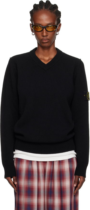 Sveter Stone Island Stone Island Lambswool V-Neck Sweater Čierna | K2S15 5100033 S00A3, 0