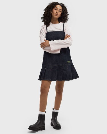 Sukňa GANNI Denim Strap Mini Dress With Pleated Skirt Modrá | J1622-077, 1