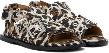 Šaty GANNI GANNI Buckle Strap Denim Sandals Béžová | S2936, 3
