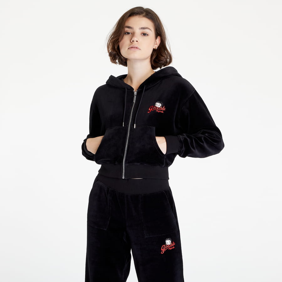 Mikina GUESS Betty Boop Velour Jacket Čierna | W2BQ03KBBN0-JBLK, 0