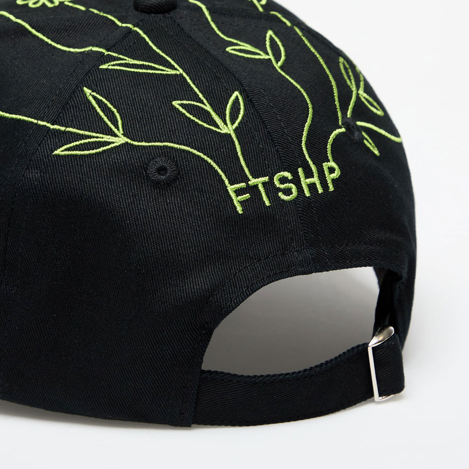 Black Baseball Cap with Flower Embroidery