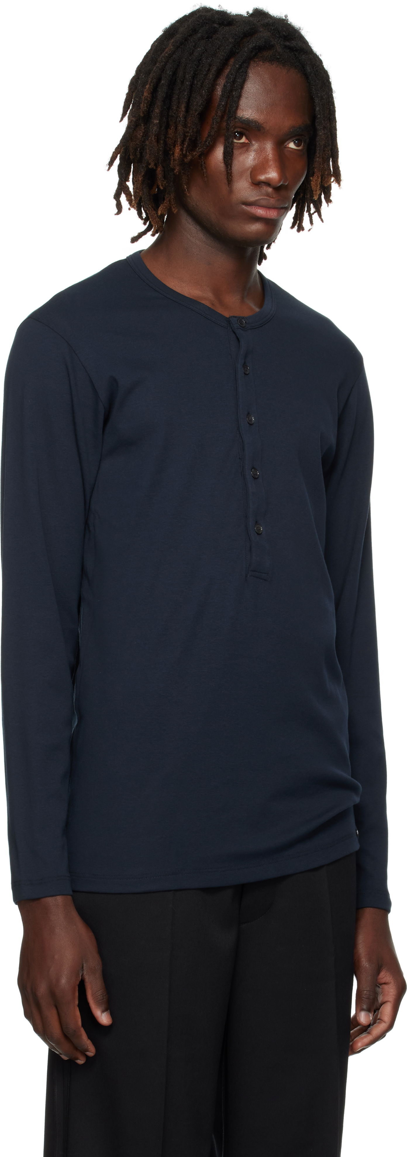 Tričká a tielka Tom Ford TOM FORD Cotton Henley Navy | T4M151040, 1