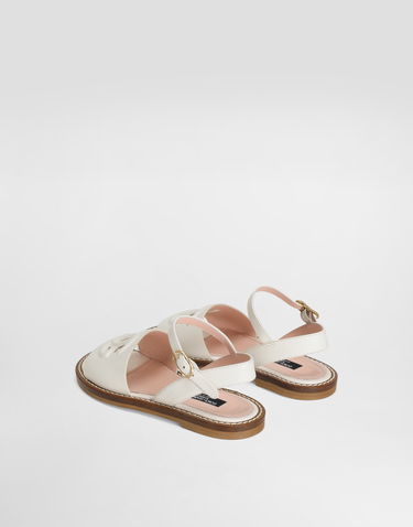 Doplnky Dolce & Gabbana Dolce & Gabbana Calfskin Sandals With Cut-Out Logo Biela | D11308A12238S936, 2