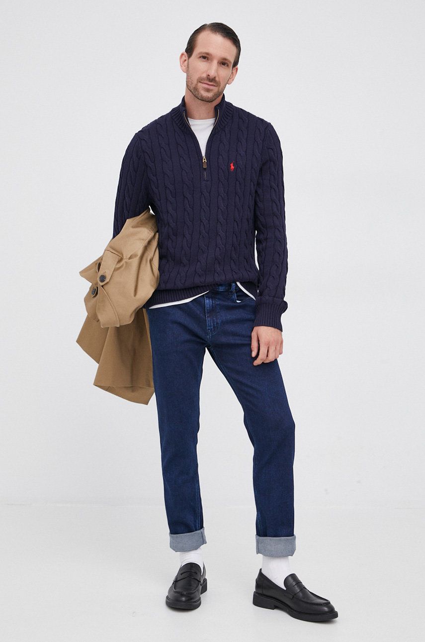 Sveter Polo by Ralph Lauren Ralph Lauren Cable-Knit Quarter-Zip Sweater Navy | 710810841001, 0