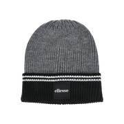 Ribbed Knit Beanie with Striped Cuff