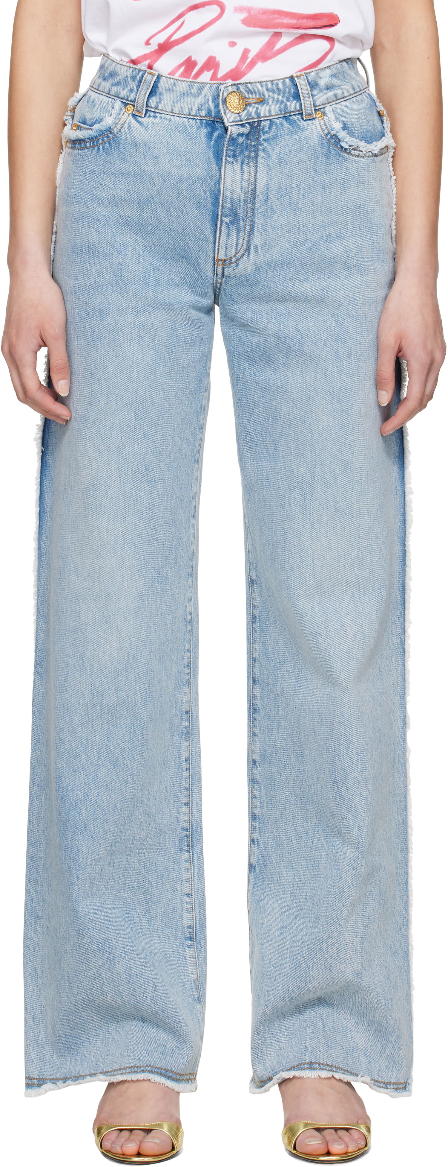 Džínsy Balmain Balmain Straight-Leg Jeans Modrá | EF0MI050DF75, 0