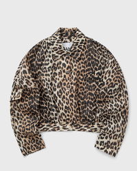Ganni Duchesse Nylon Short Leopard Print Jacket