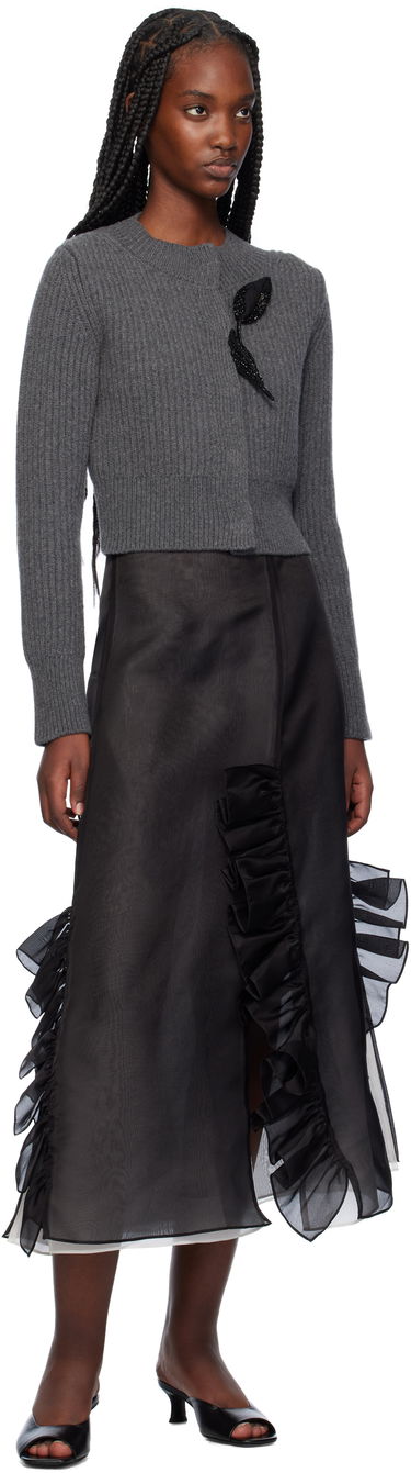 Sveter Erdem Cropped Embroidered Cardigan Šedá | AW24_W1KT2_GRCAK, 3