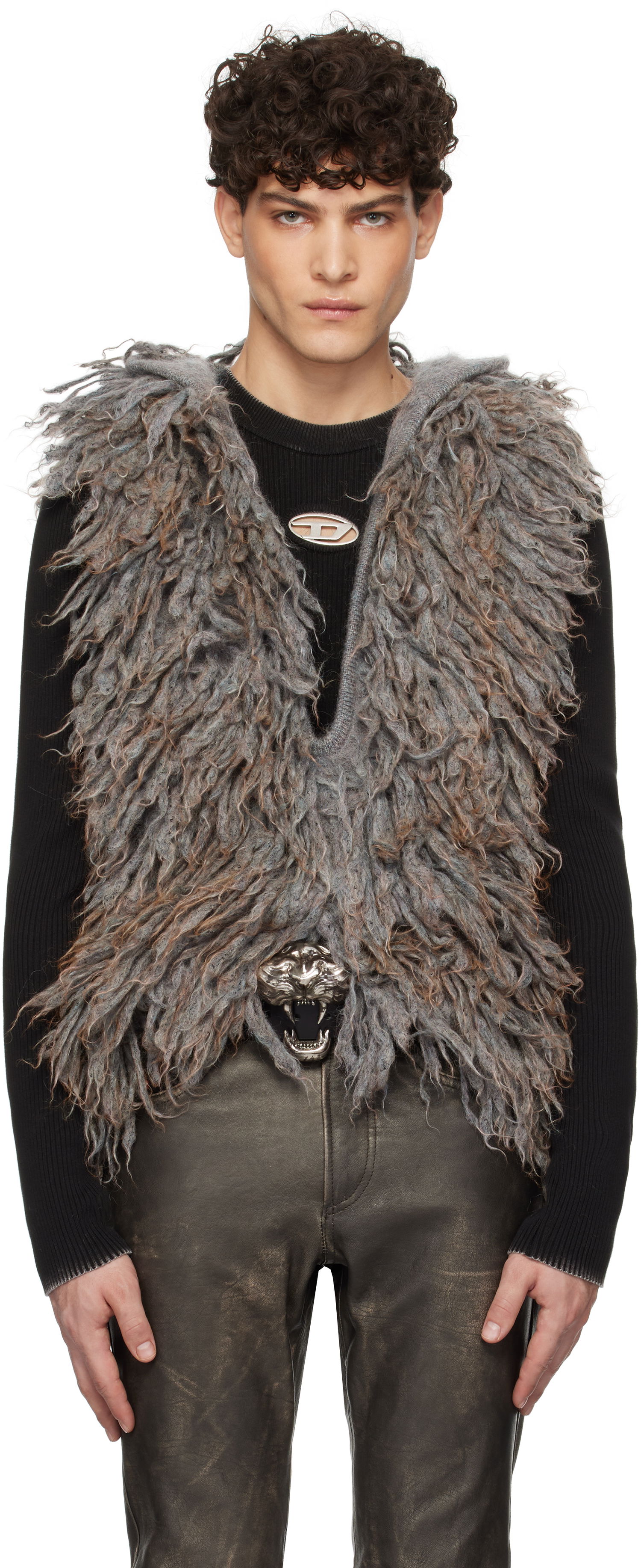 Vesta Diesel Furry Knit Vest Šedá | A17039-0DBDJ-96X, 0