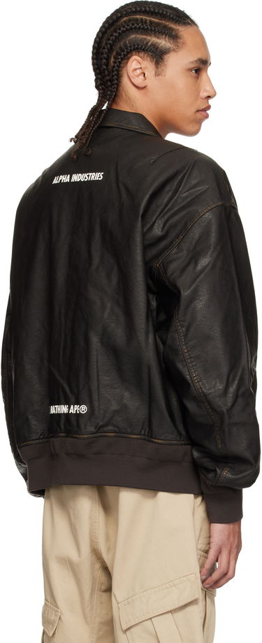 Bomber bunda AAPE by A Bathing Ape AAPE by A Bathing Ape Alpha Industries Edition Faux-Leather Bomber Jacket Čierna | AAPJKM9717XXNBWD, 2