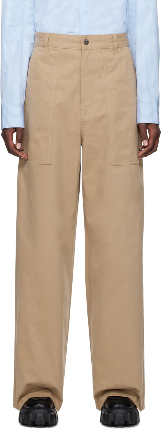 Nohavice Moncler Straight Leg Trousers Béžová | J20932A0001659803, 0