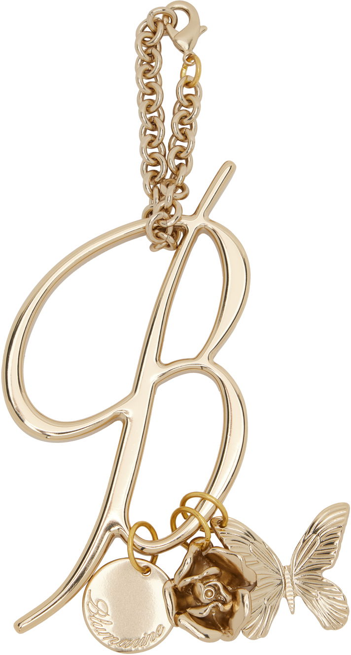 Blumarine Logo Letter "B" Keychain with Rose and Butterfly Charms