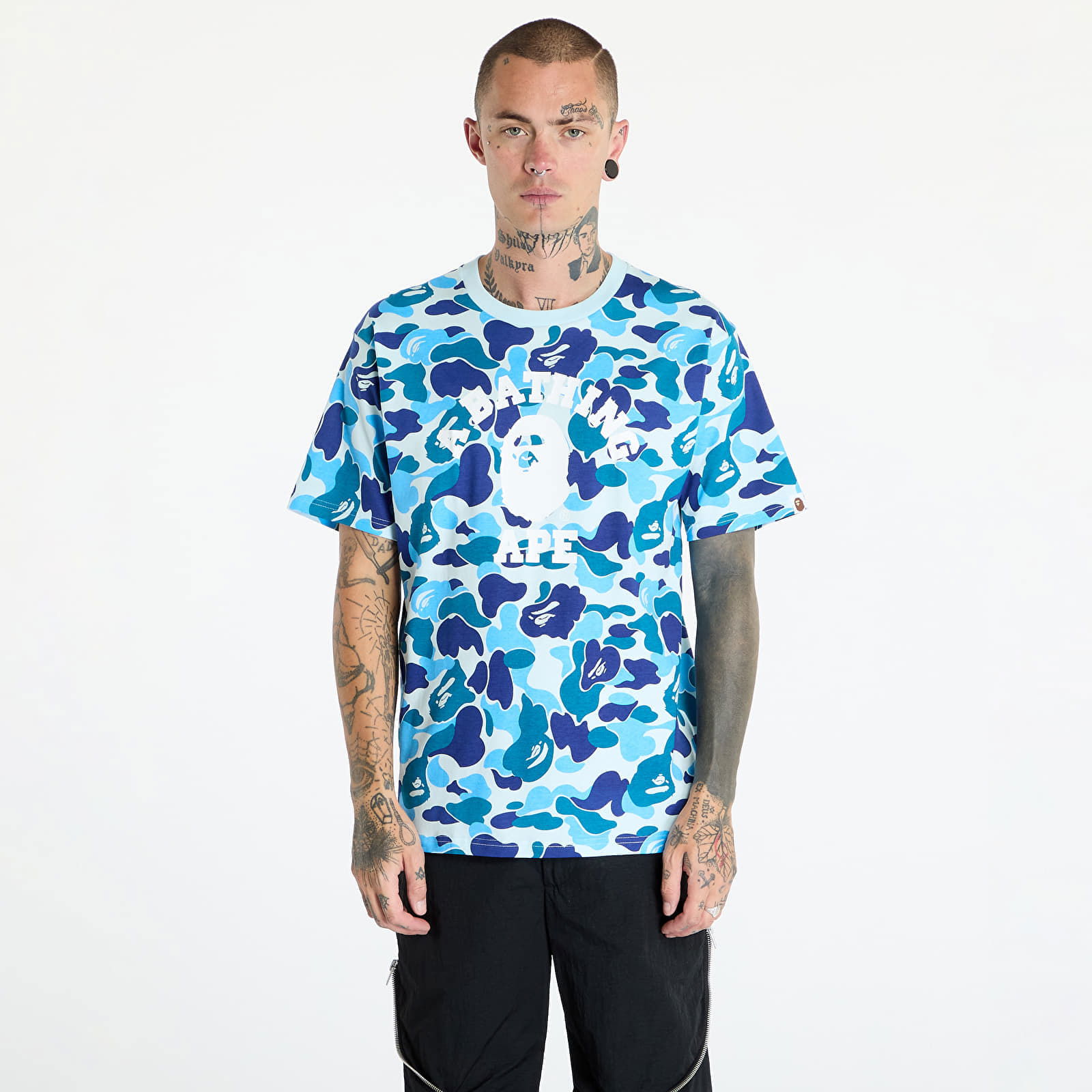 A BATHING APE Abc Camo College Tee Blue