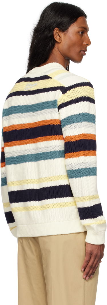Sveter MAISON KITSUNÉ Maison Kitsuné Comfort Striped Knit Cardigan Biela | OM00506KT1129, 2