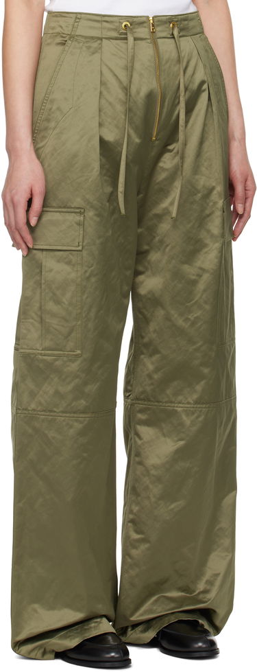 Cargo nohavice AMI AMI Paris Satin Zipped Cargo Trousers Zelené | FTR310.CO0100, 1