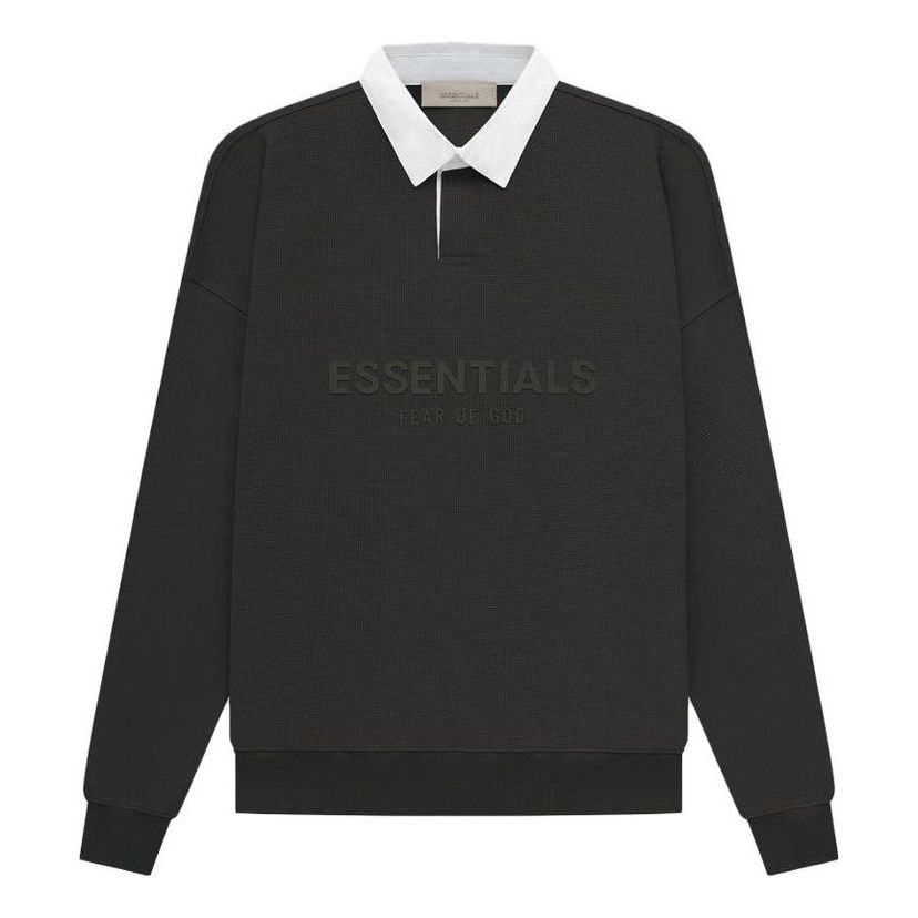 Mikina Fear of God Essentials Waffle Long Sleeve Polo Čierna | FOG-SS23-058