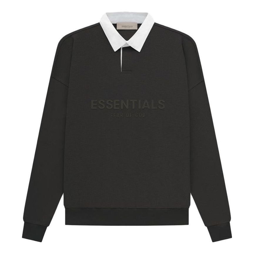 Mikina Fear of God Essentials Waffle Long Sleeve Polo Čierna | FOG-SS23-058, 0