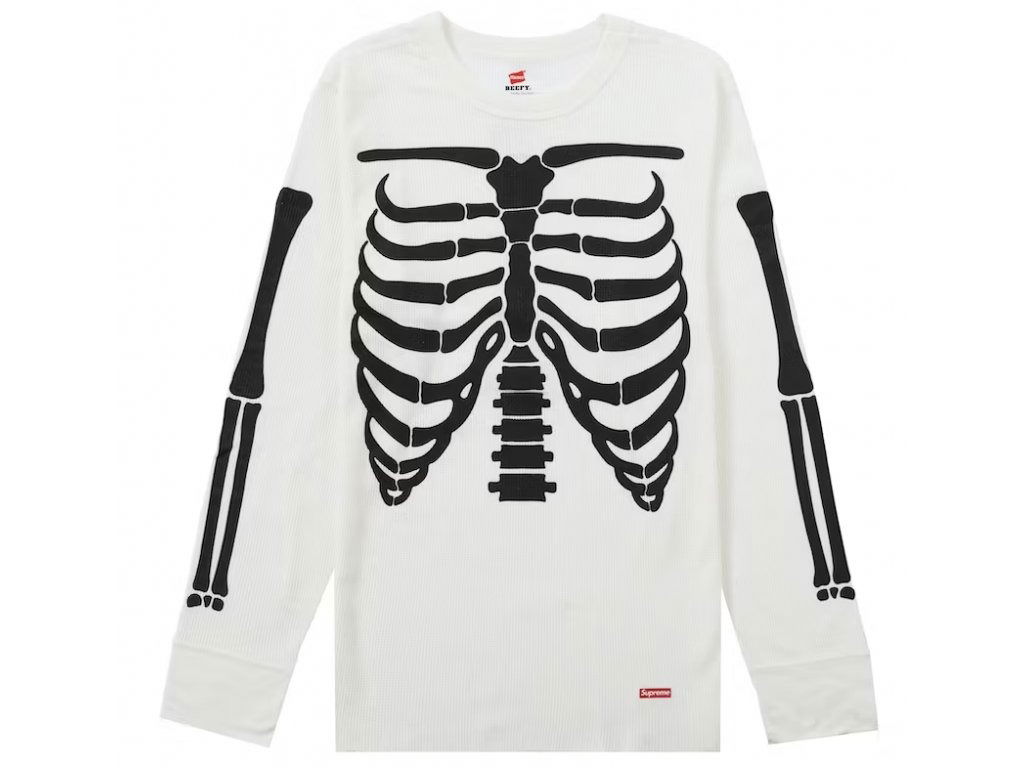 Tričko Supreme Bones Long Sleeve Thermal Crew Biela | 12352, 0