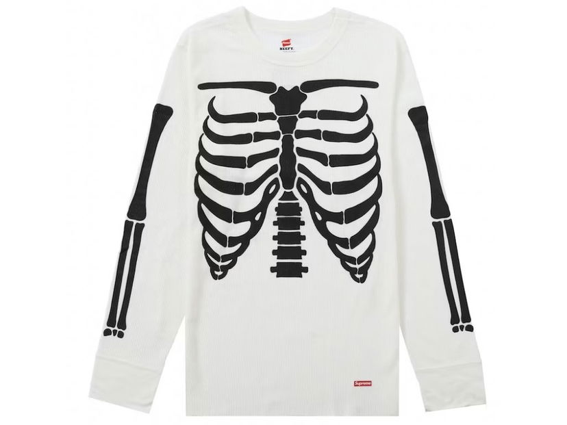 Tričko Supreme Bones Long Sleeve Thermal Crew Biela | 12352