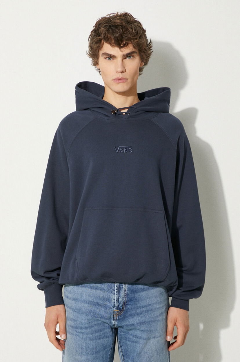 Mikina Vans Premium Classics LX Smooth Fleece Lace-Up Hoodie Navy | VN000GZ1D6Q1