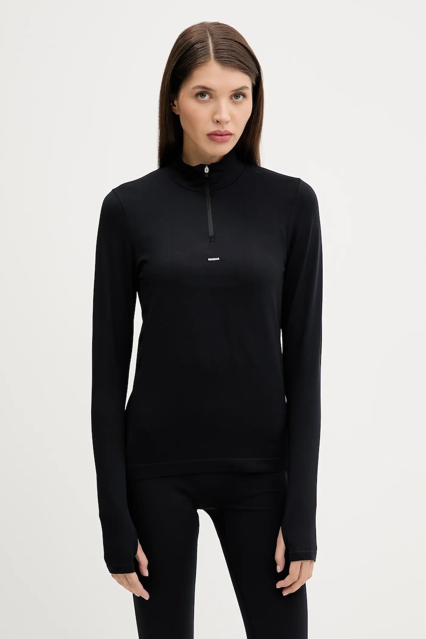 Tričko PANGAIA Pangaia Plant-Stretch Zipped Long Sleeve Top Čierna | 10002426, 0