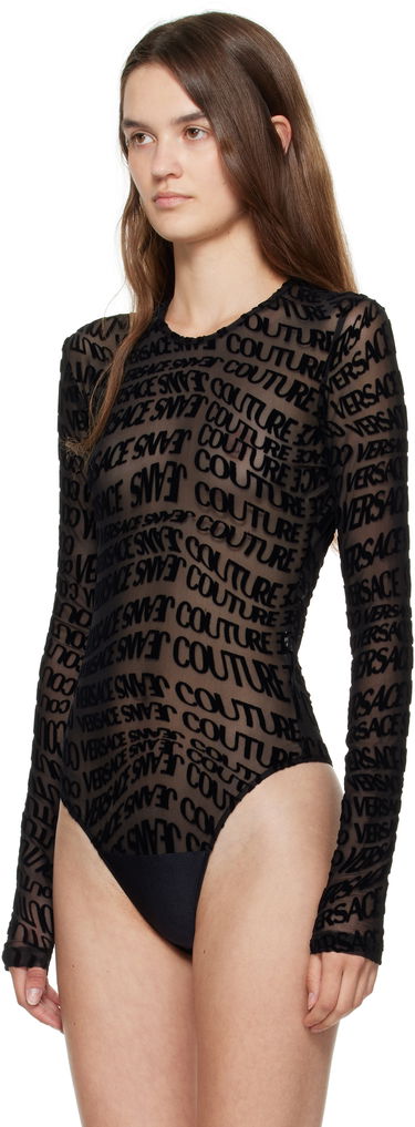 Body Versace Versace Jeans Couture Tulle Flock Liquify Bodysuit Čierna | E79HAM221_EJS490, 3