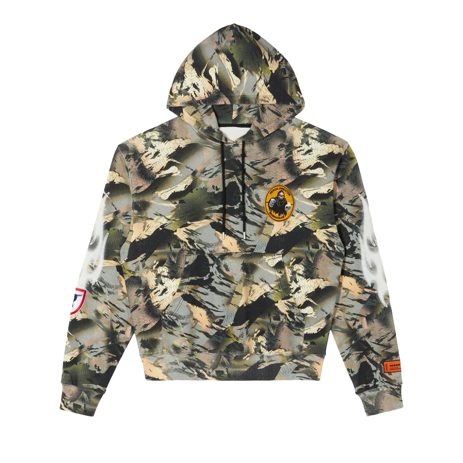 Mikina HERON PRESTON Camo Flaming Hoodie Zelené | HMBB017S22JER0025901, 1