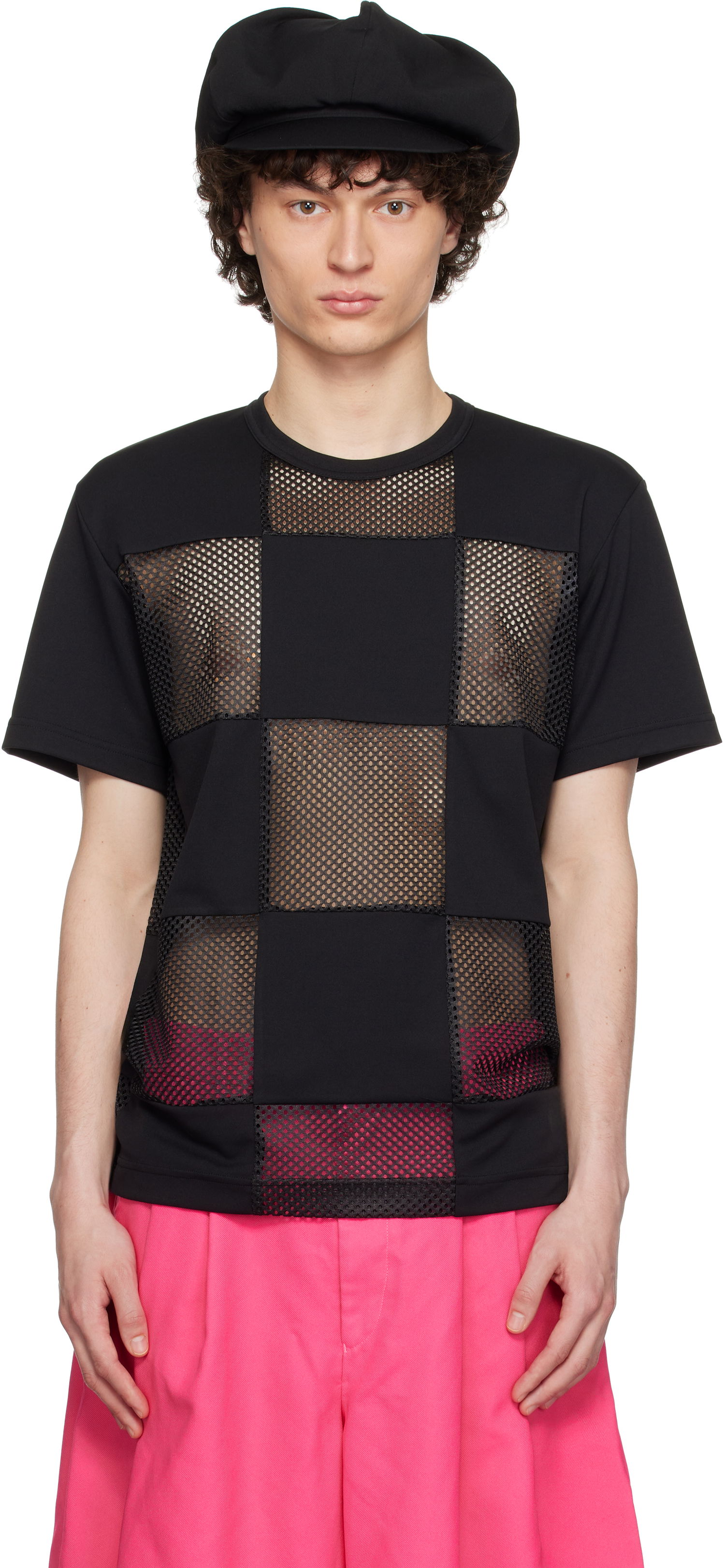 Tričko Comme des Garçons Homme Plus Piqué & Mesh Panel T-Shirt Čierna | PO-T006-051, 0