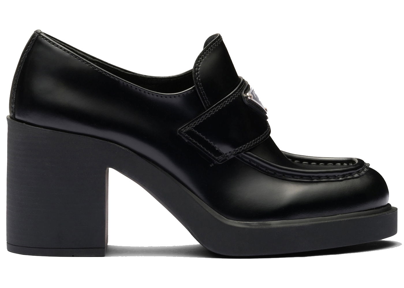 Tenisky a topánky Prada Chocolate High-Heeled Brushed Leather 85mm Loafers Čierna | 1D246M_055_F0002_F_085, 0