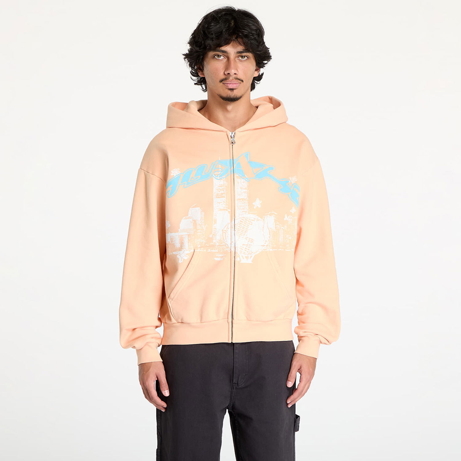 Mikina Awake NY Skyline Zip Up Hoodie Peach S Béžová | AWK-SU24-HD121-PIN, 0
