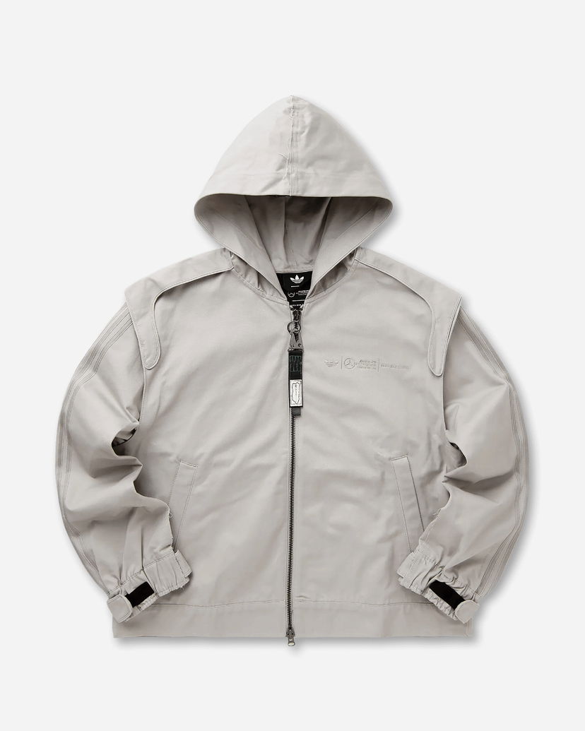 Vetrovka adidas Originals Bad Bunny x Mercedes-AMG Petronas F1 Team Hooded Zip Track Top Šedá | KD7594