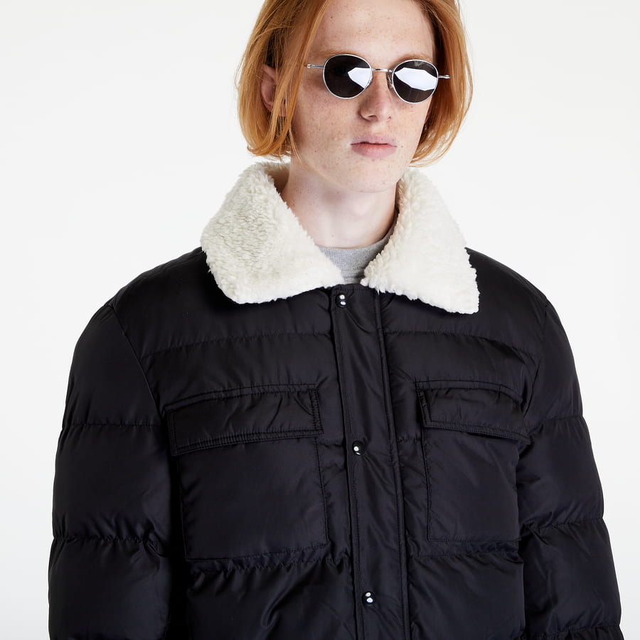 Prešívaná bunda Urban Classics Sherpa Collar Padded Shirt Jacket Čierna | TB5536 black, 1