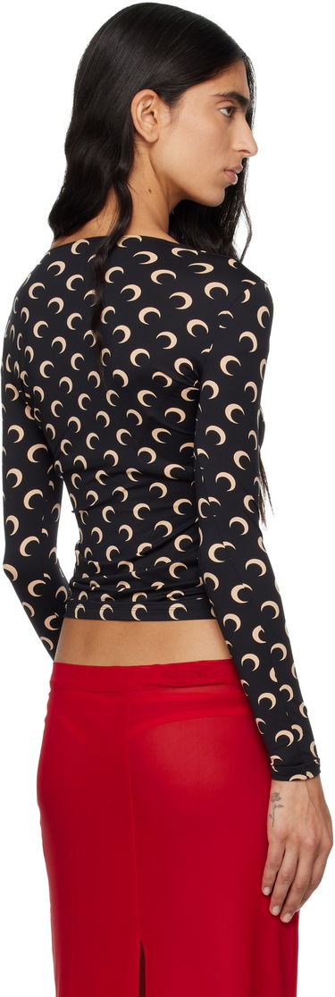 Tričko Marine Serre Moon Printed Square Neck T-shirt Čierna | WTS017ACJER0001, 2