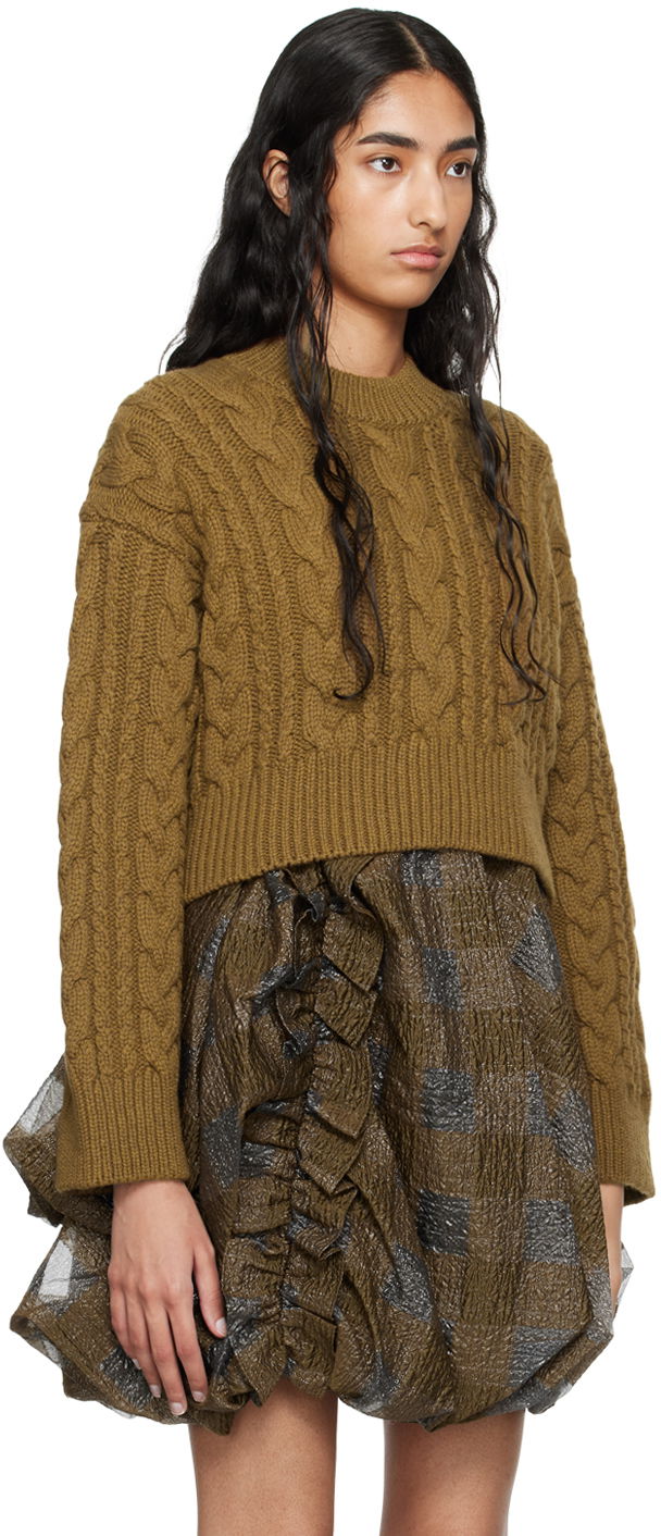 Sveter Cecilie Bahnsen Vibeke Cropped Cable Knit Sweater Zelené | 2.24KNI51004 VIBEKE JUMPER, 1