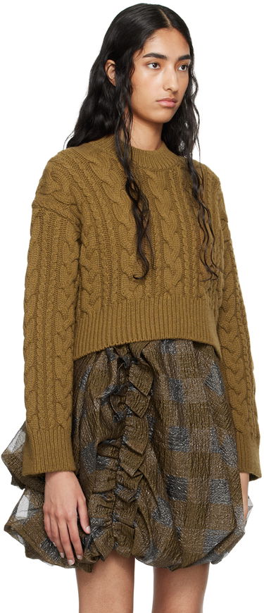 Sveter Cecilie Bahnsen Vibeke Cropped Cable Knit Sweater Zelené | 2.24KNI51004 VIBEKE JUMPER, 1