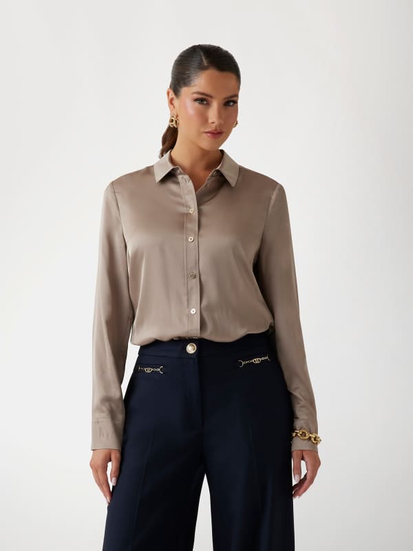 Satin Button-Down Shirt