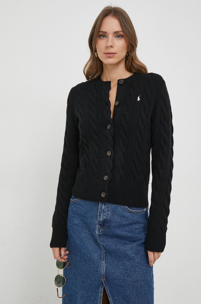 Sveter Polo by Ralph Lauren Cable Knit Cardigan Čierna | 211910443, 0
