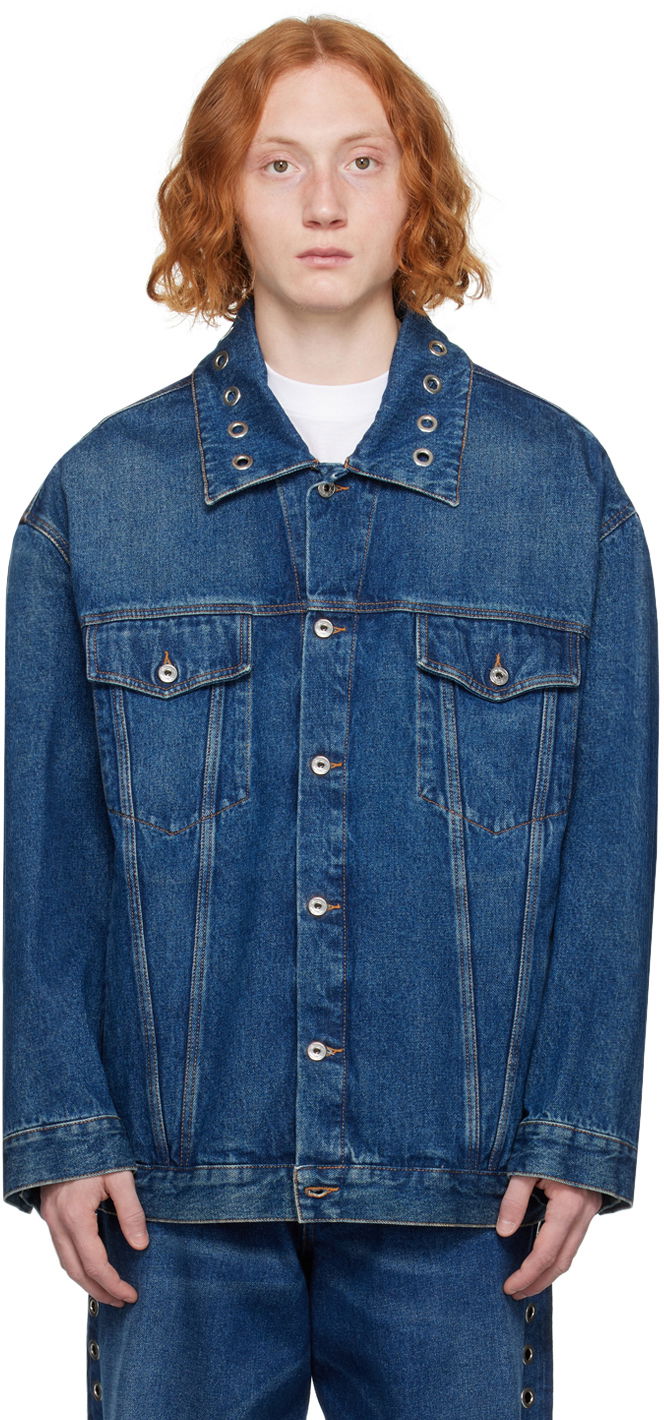 Bunda Off-White Eyelet Denim Jacket Modrá | OMYE090F23DEN0074400, 0
